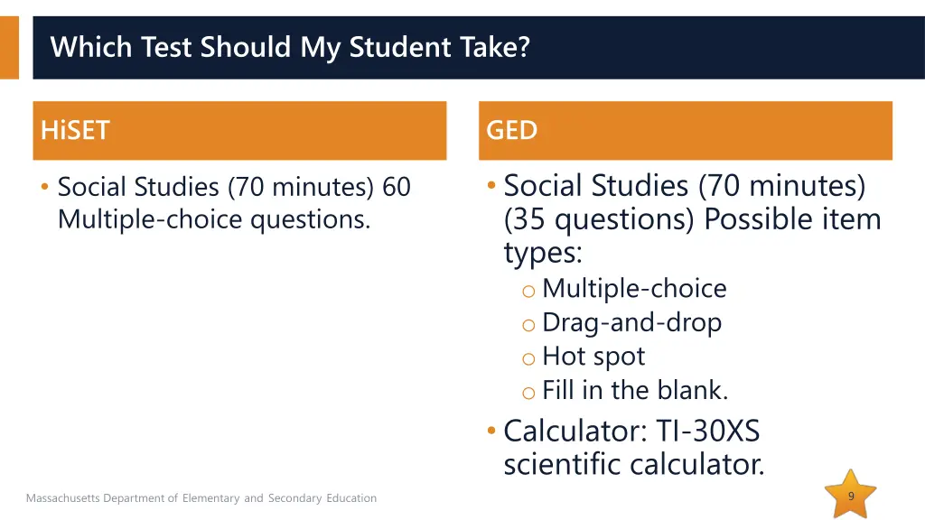 which test should my student take 3