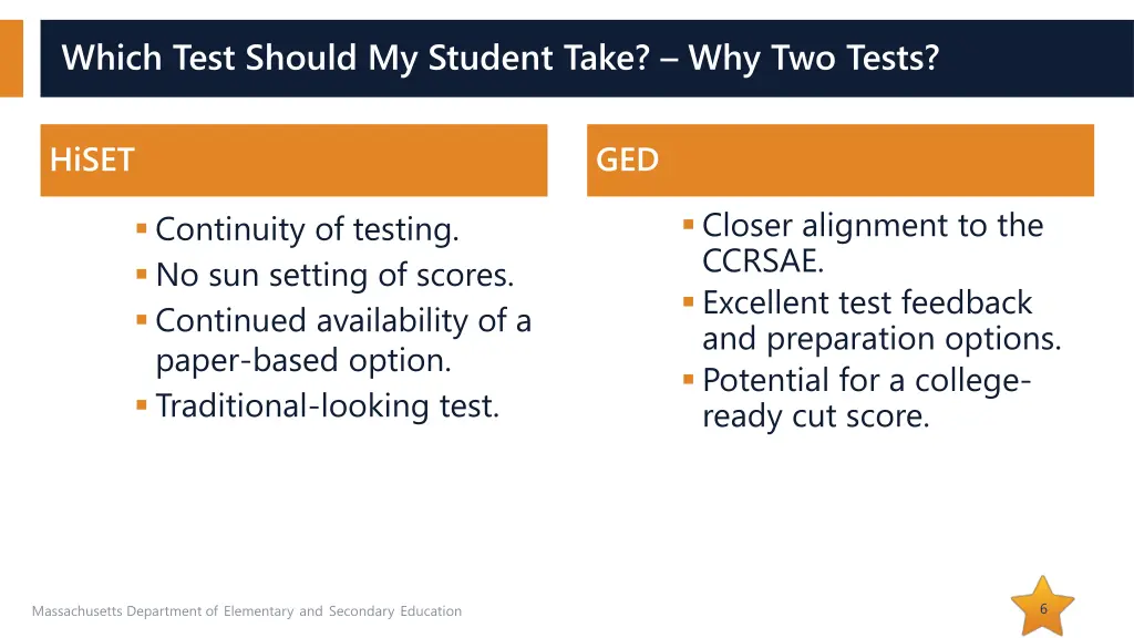 which test should my student take why two tests