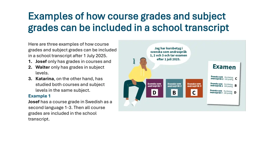 examples of how course grades and subject