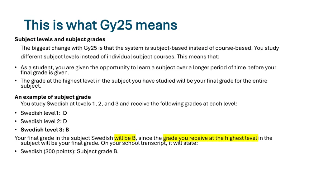 this this is subject levels and subject grades