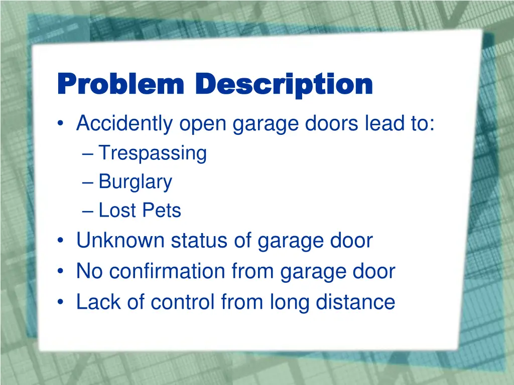 problem description problem description