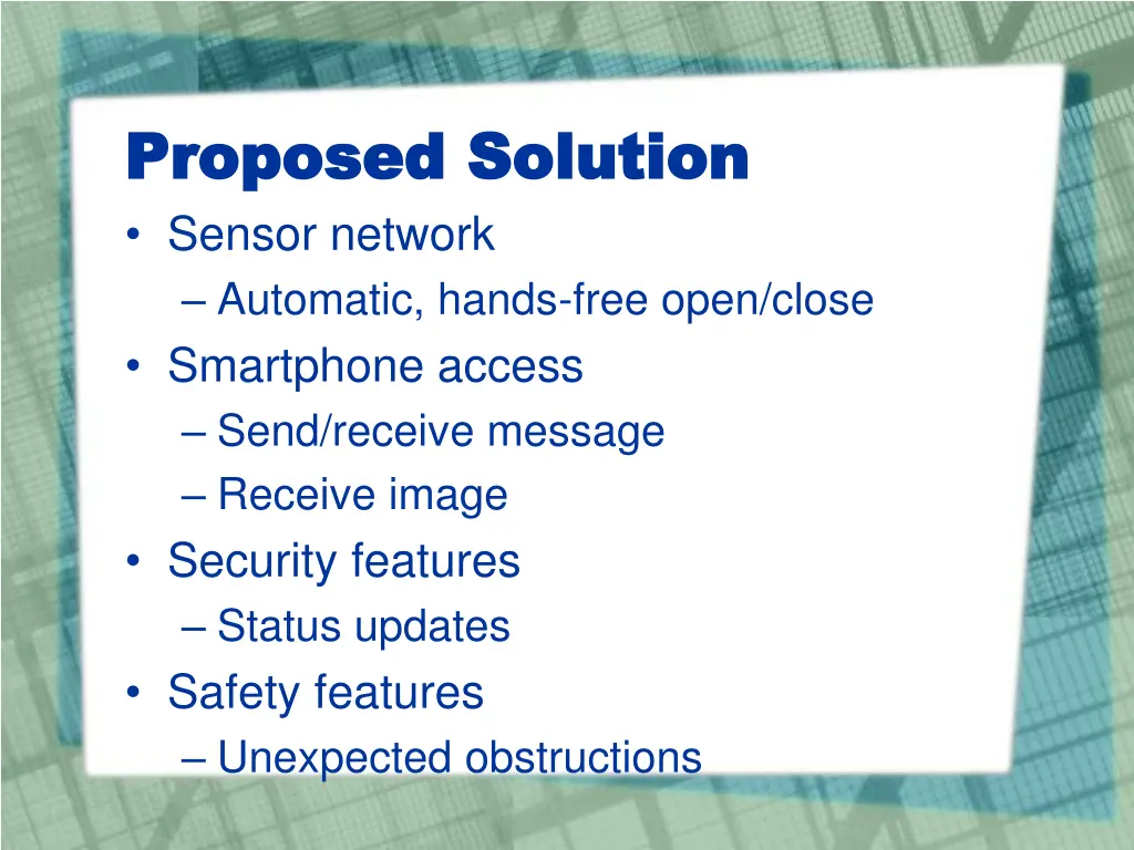 proposed solution proposed solution sensor