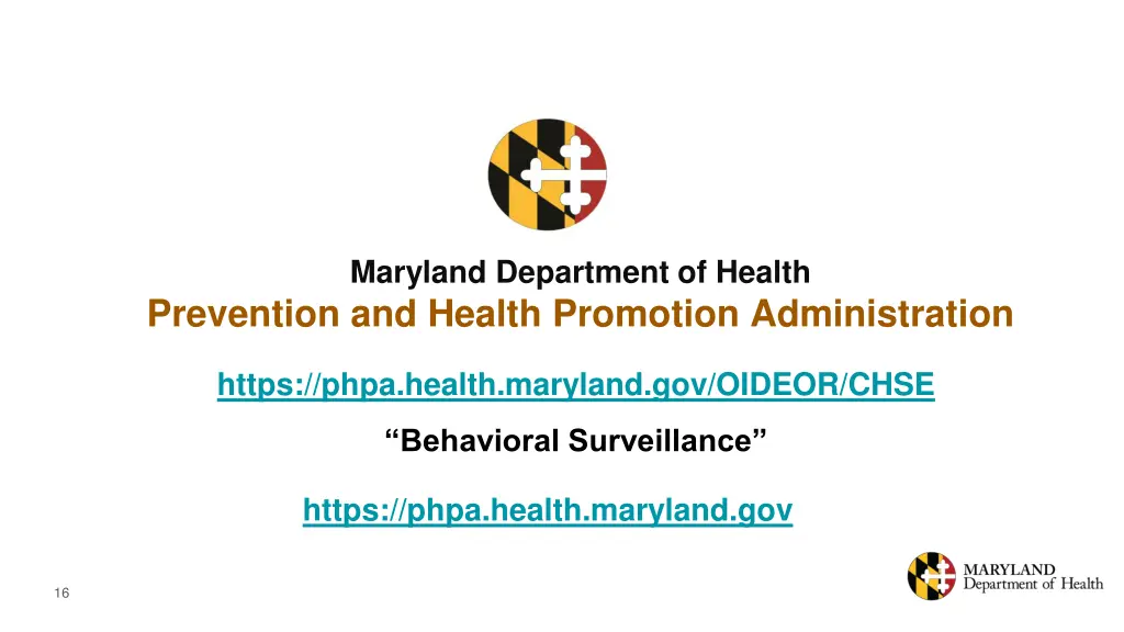maryland department of health prevention