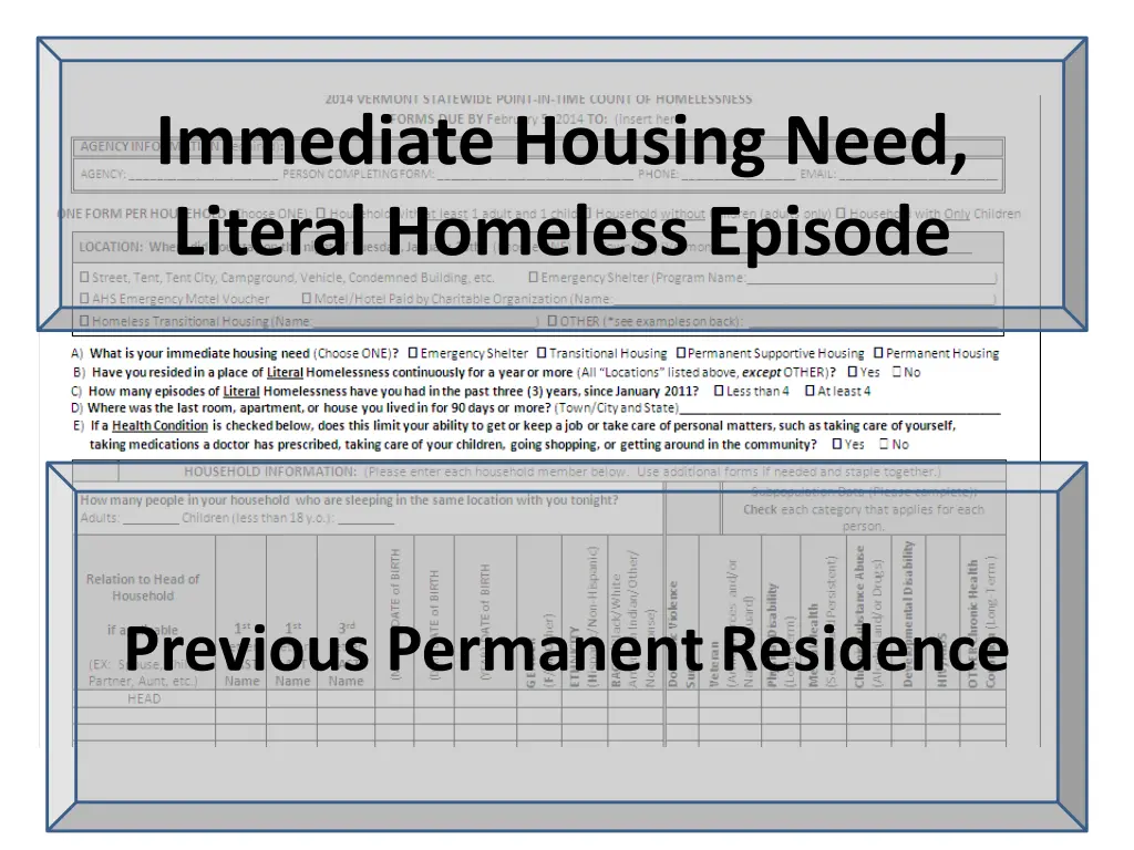 immediate housing need literal homeless episode