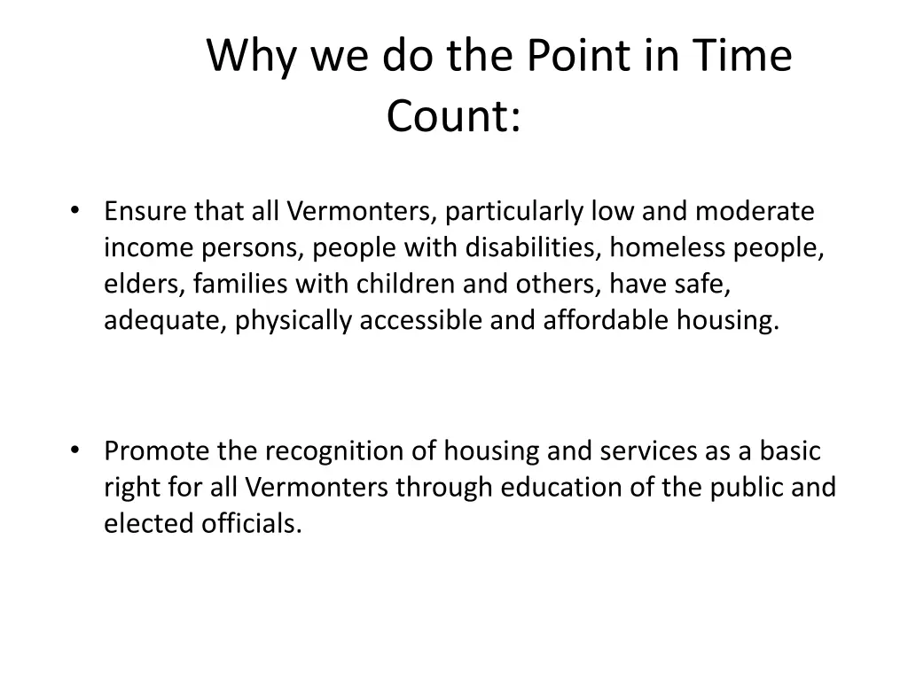 why we do the point in time count