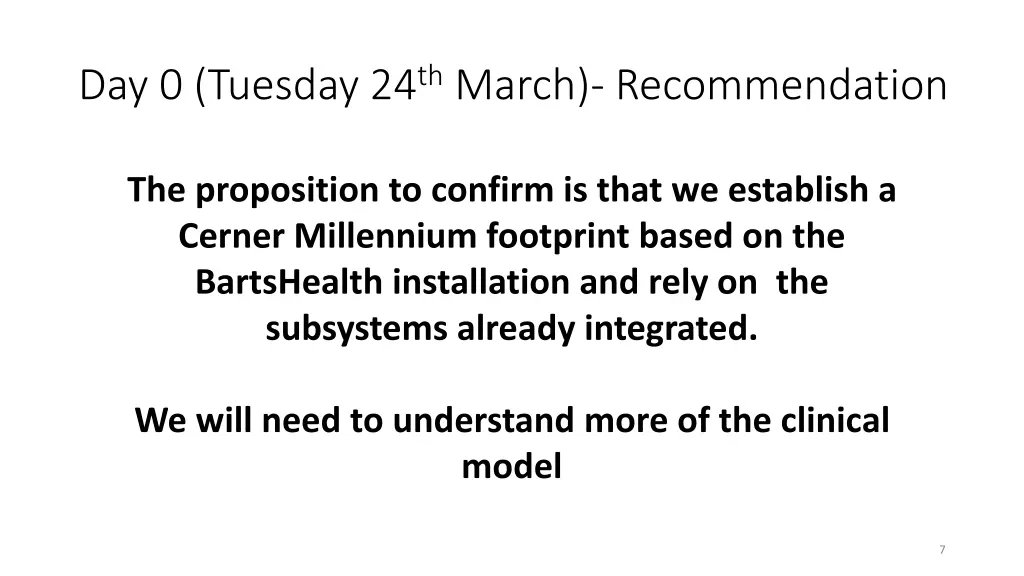 day 0 tuesday 24 th march recommendation