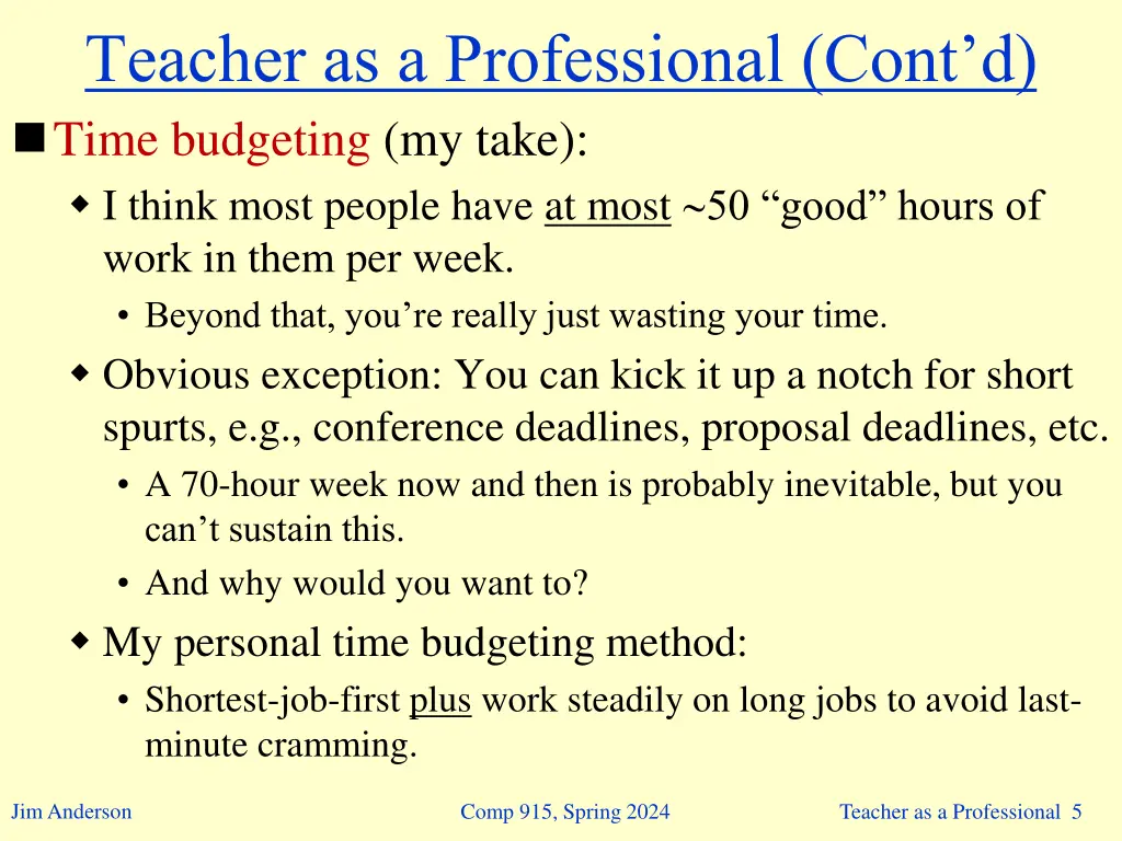 teacher as a professional cont d time budgeting