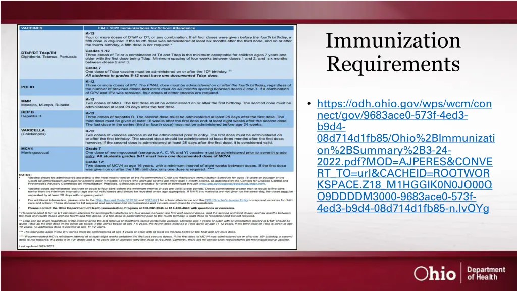 immunization requirements 1