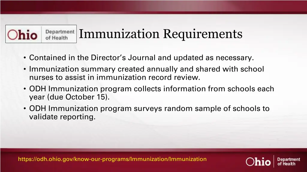 immunization requirements