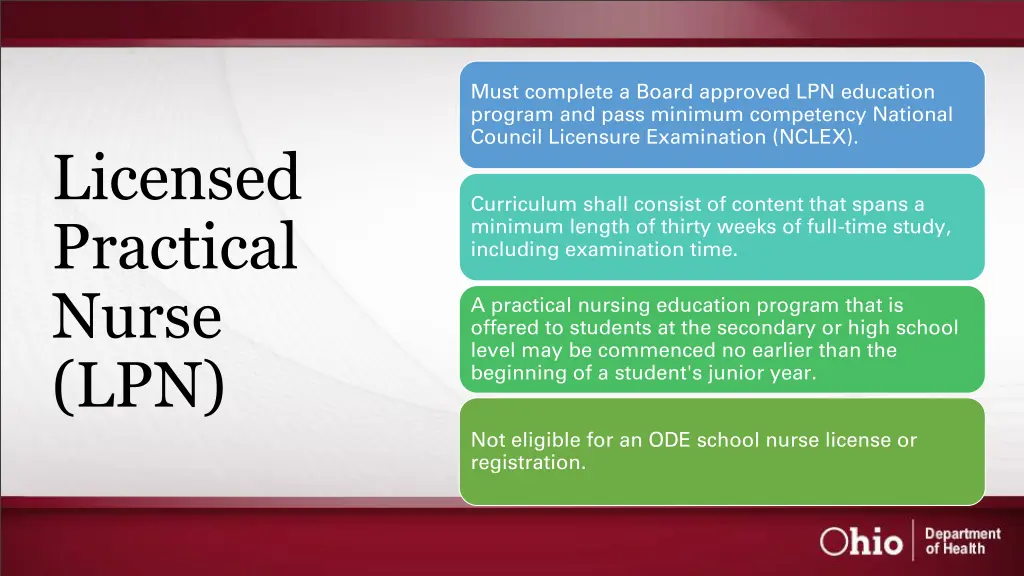 must complete a board approved lpn education