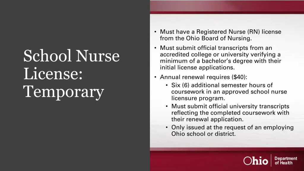 must have a registered nurse rn license from