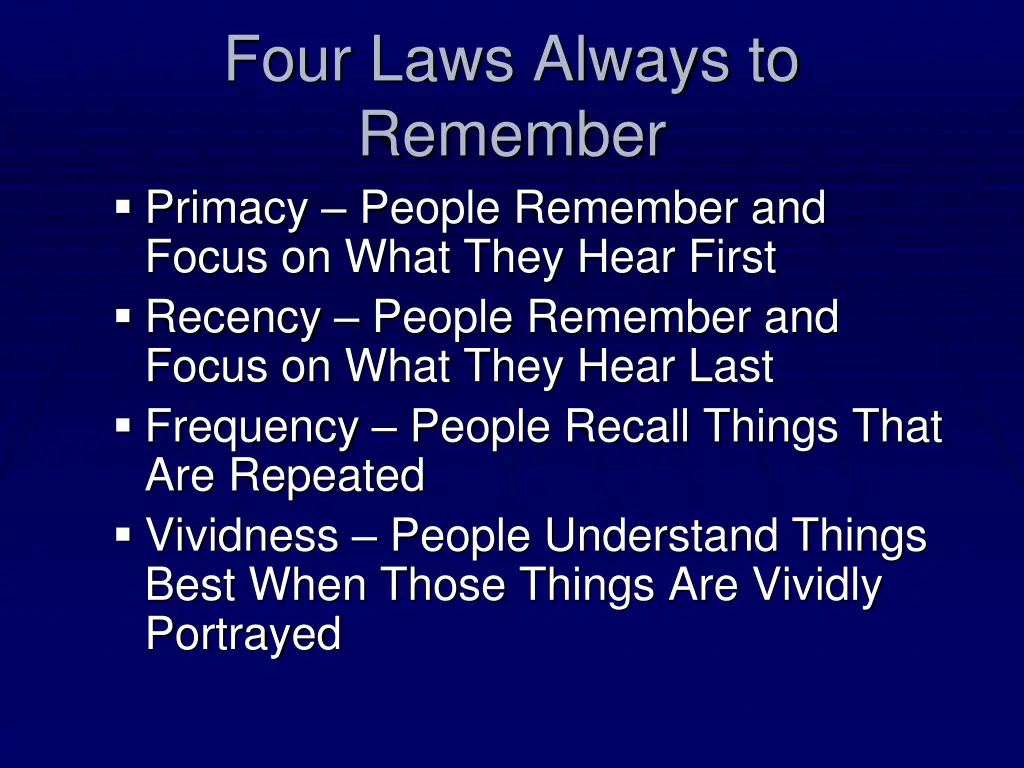 four laws always to remember primacy people