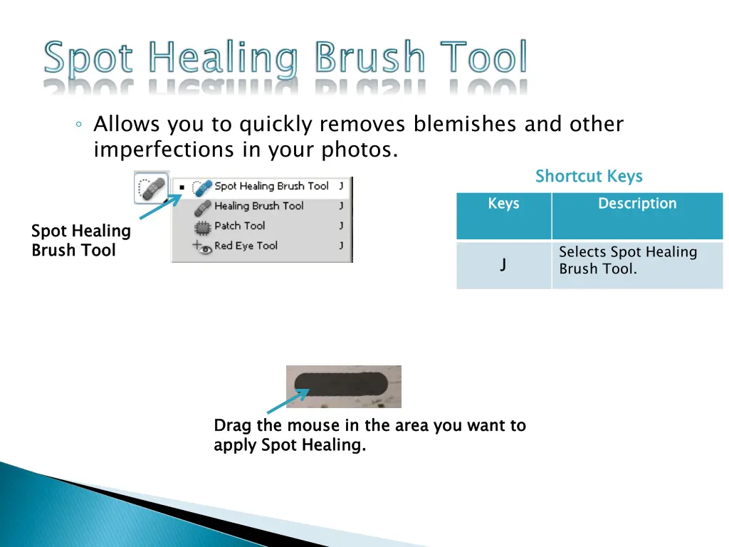 allows you to quickly removes blemishes and other