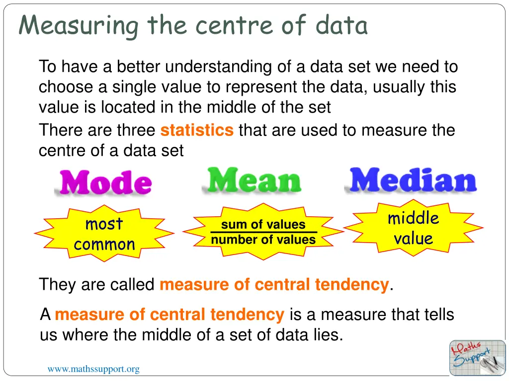 measuring the centre of data