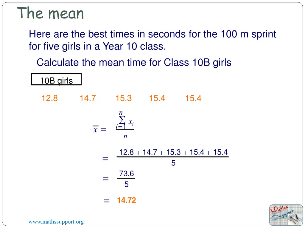 the mean here are the best times in seconds