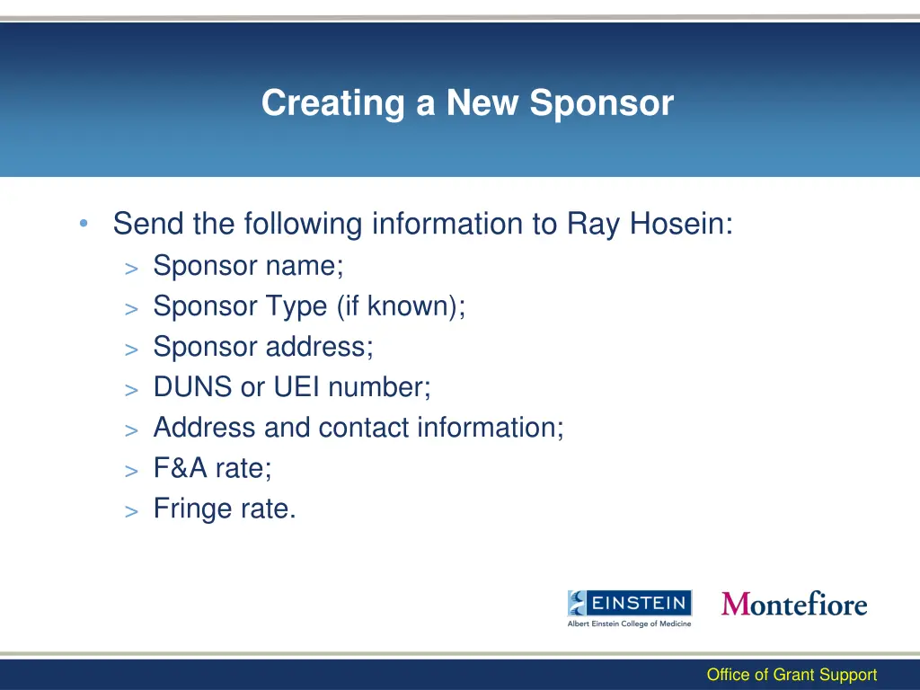 creating a new sponsor