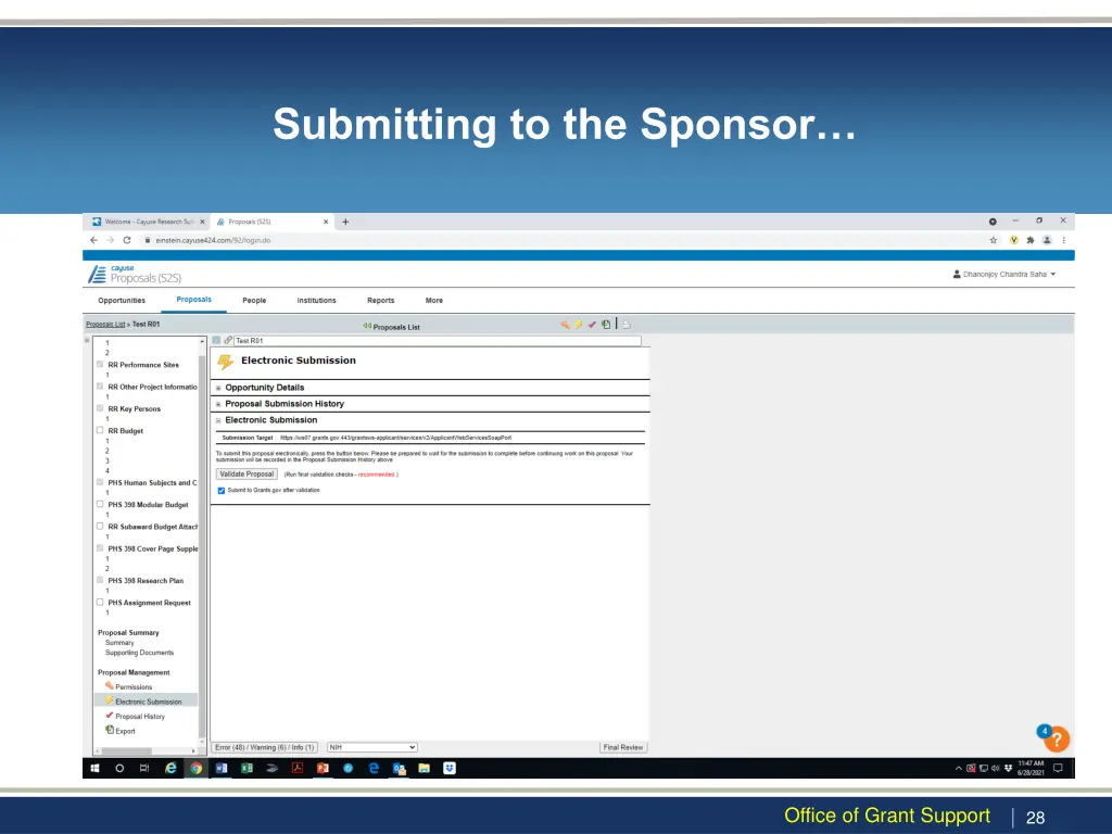 submitting to the sponsor 1