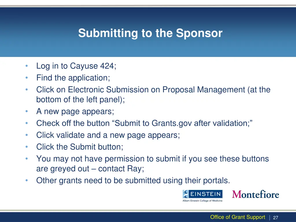 submitting to the sponsor