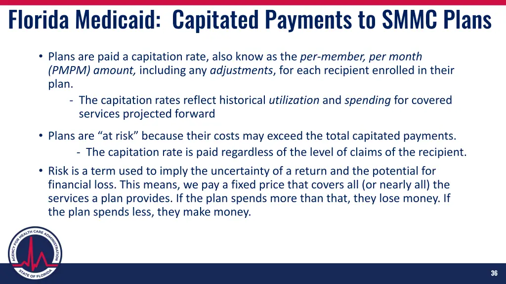 florida medicaid capitated payments to smmc plans