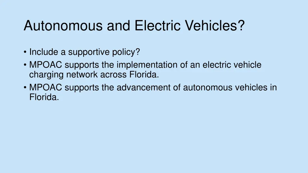 autonomous and electric vehicles