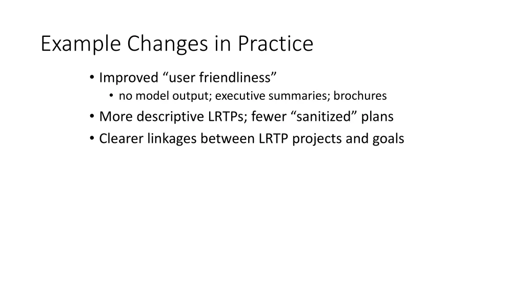 example changes in practice