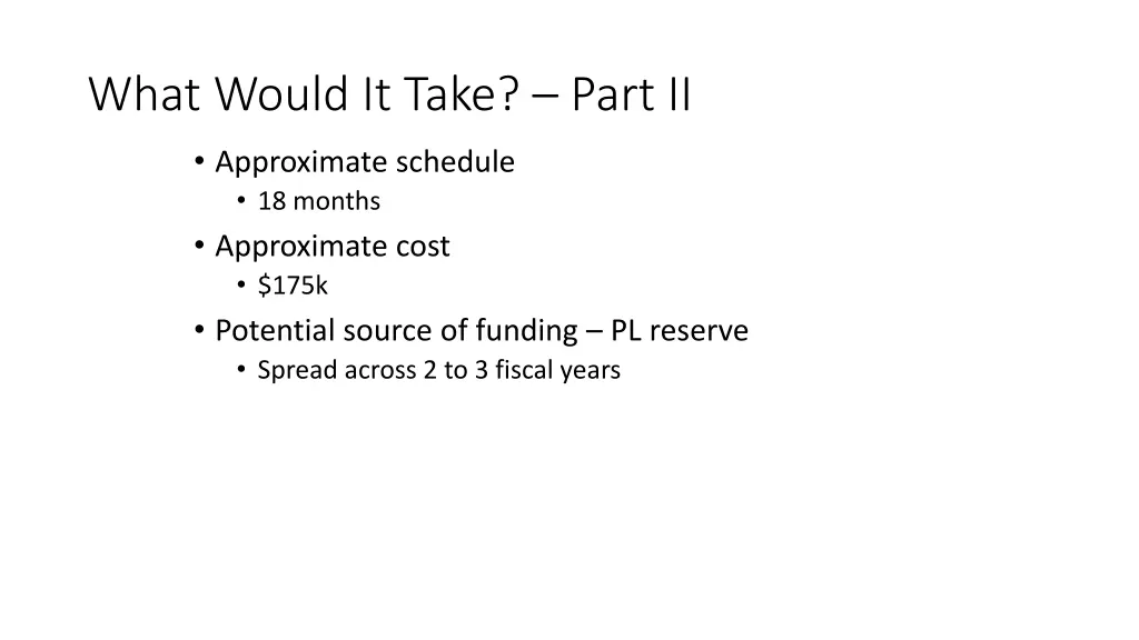what would it take part ii