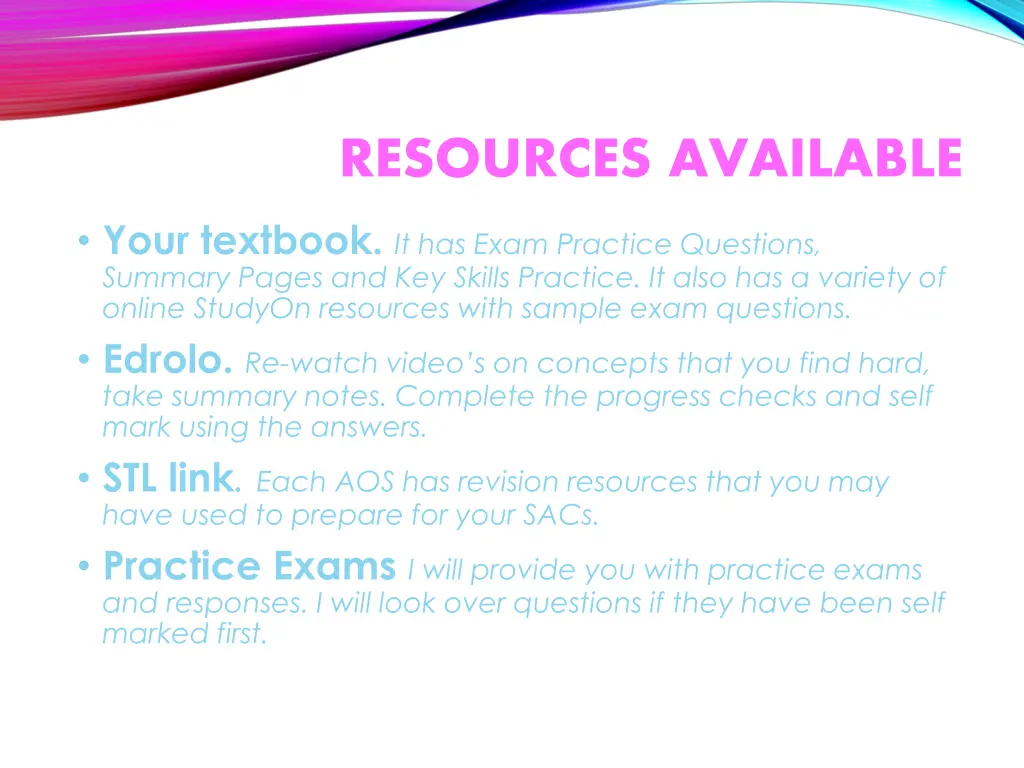 resources available