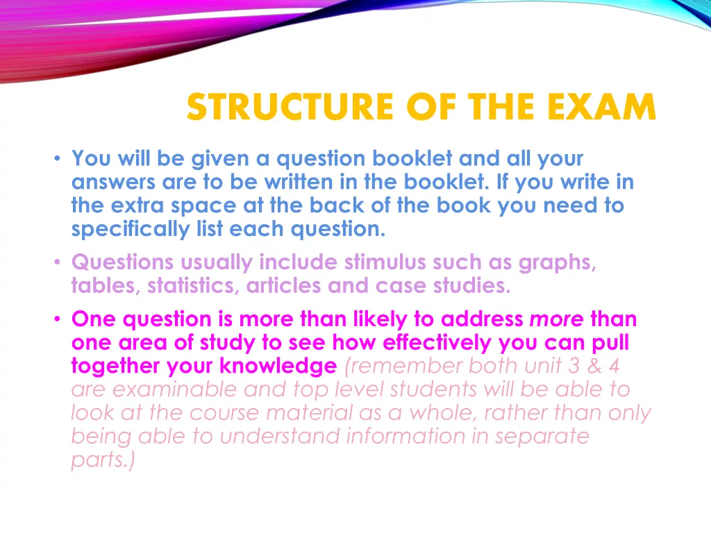 structure of the exam 2