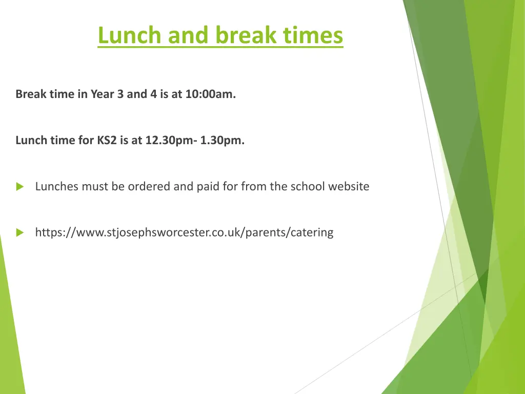 lunch and break times