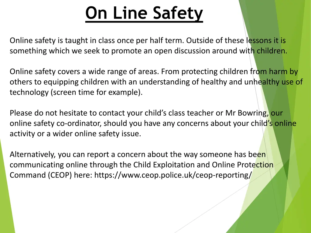 on line safety