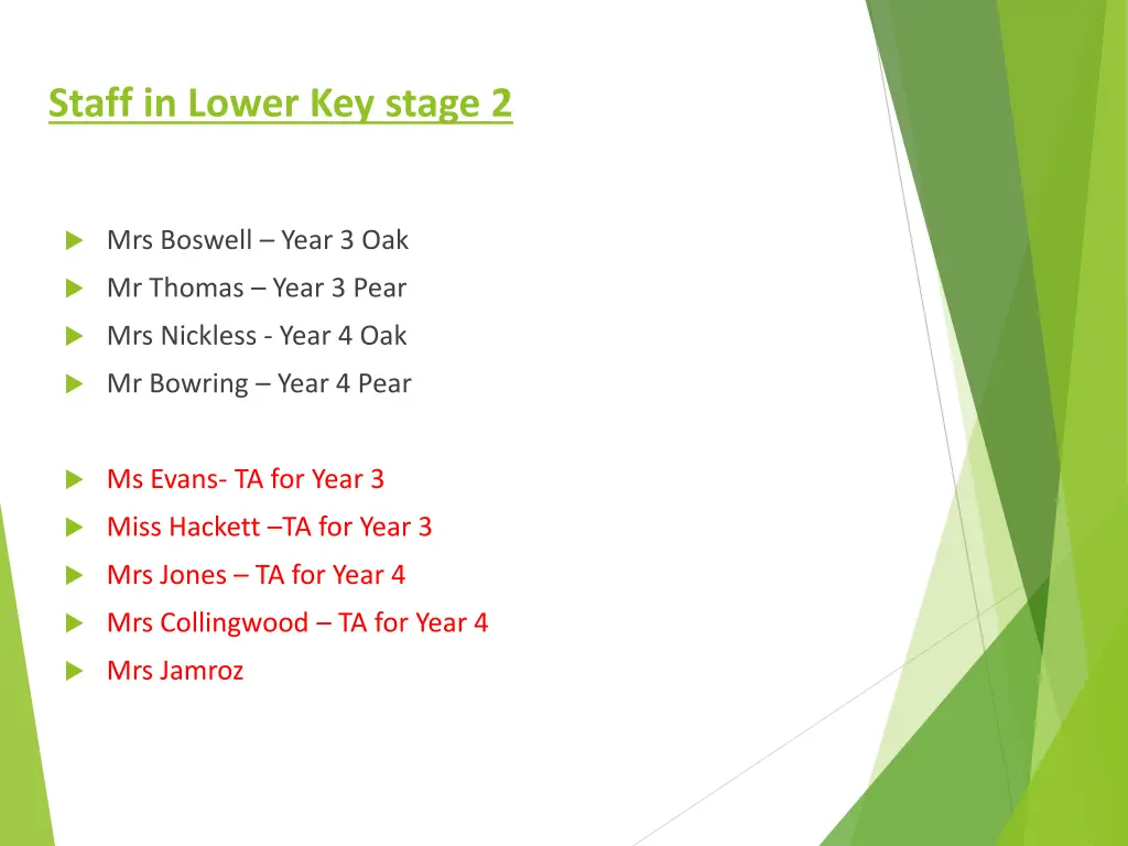 staff in lower key stage 2