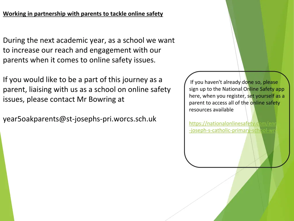 working in partnership with parents to tackle