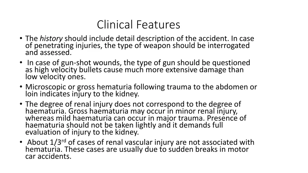 clinical features