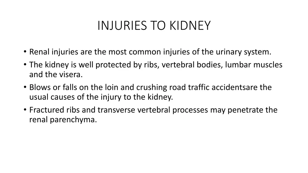 injuries to kidney