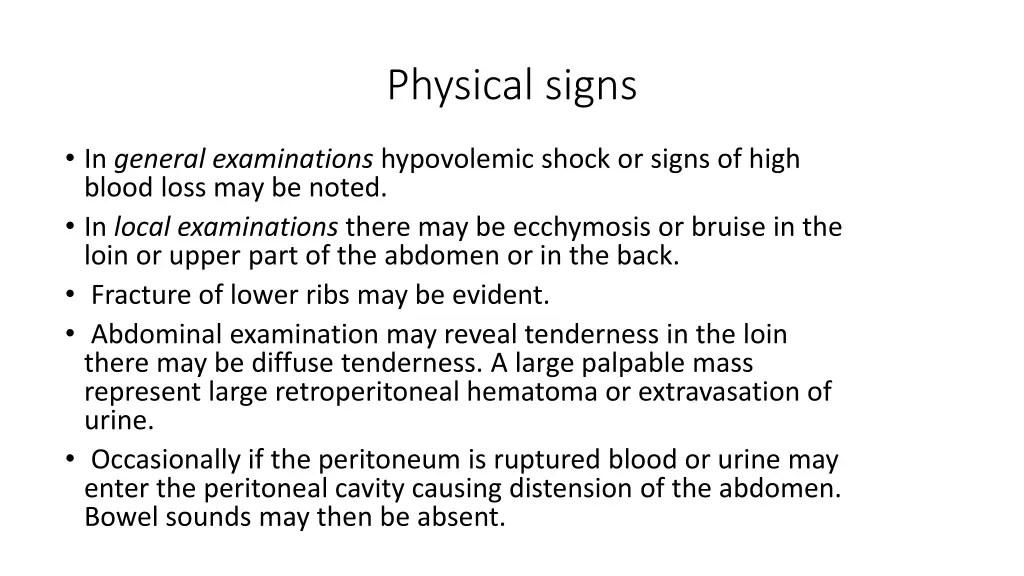physical signs