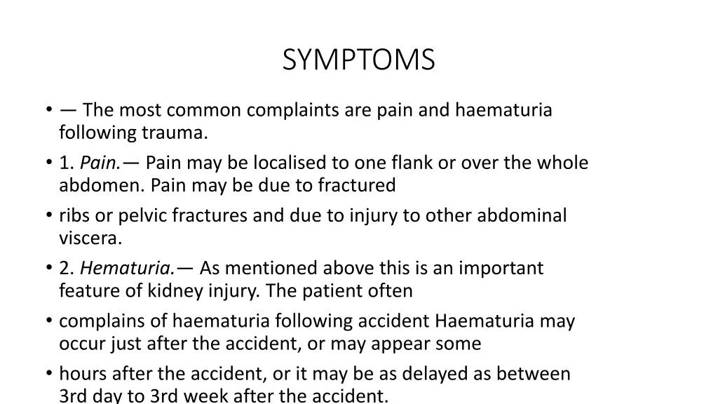 symptoms