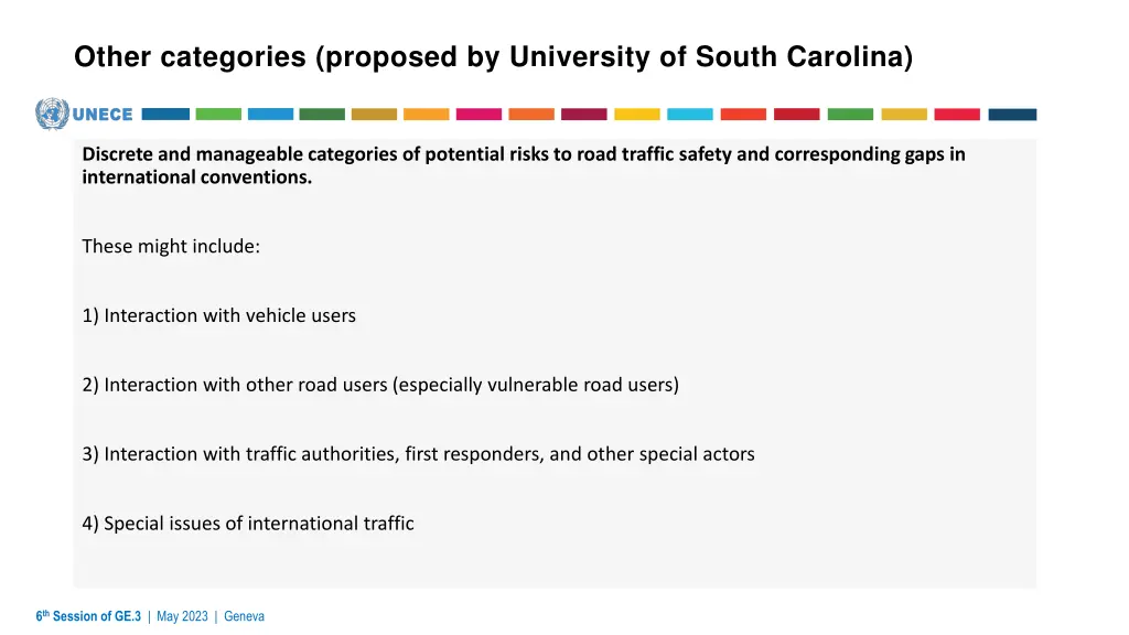 other categories proposed by university of south