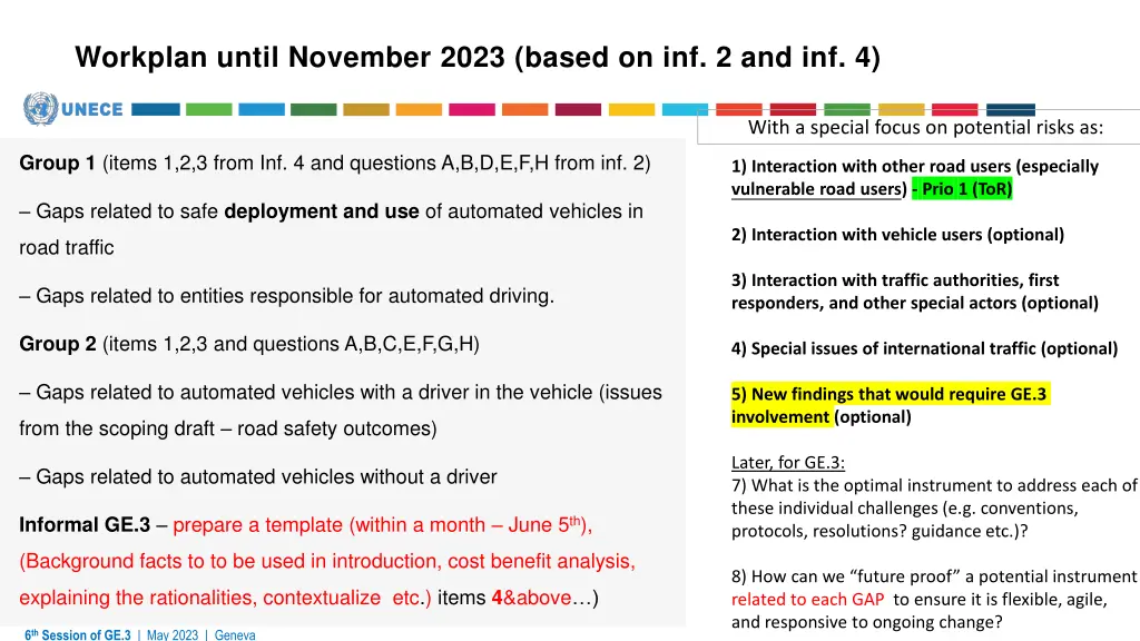 workplan until november 2023 based