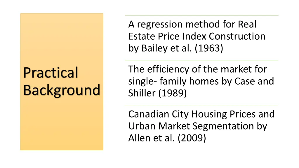 a regression method for real estate price index