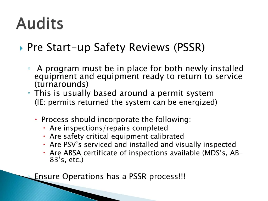 pre start up safety reviews pssr