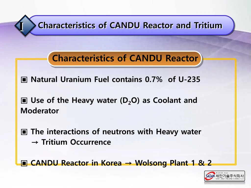 characteristics of candu reactor and tritium