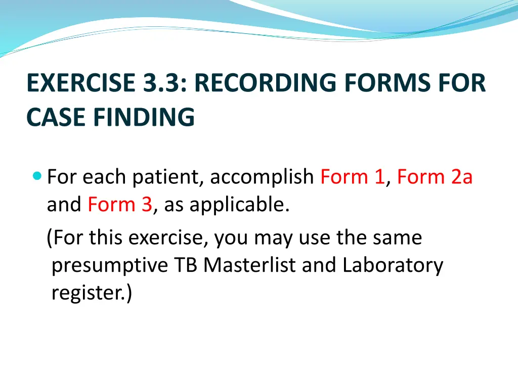 exercise 3 3 recording forms for case finding