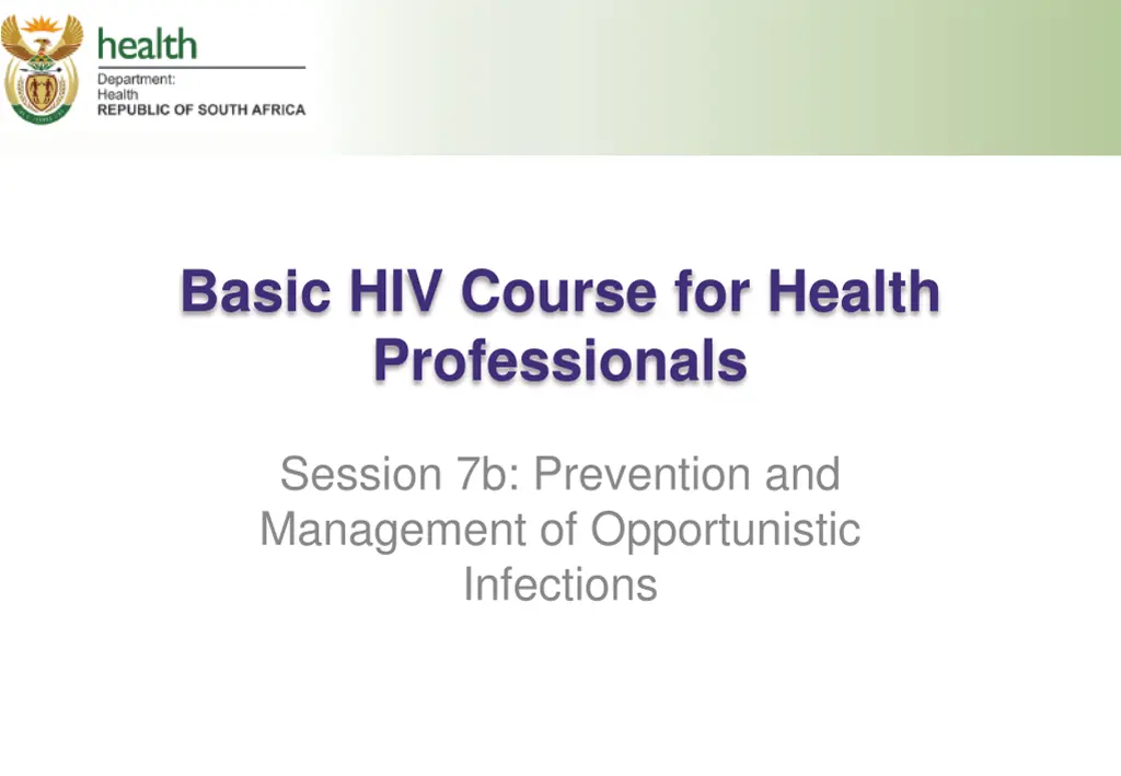 basic hiv course for health professionals