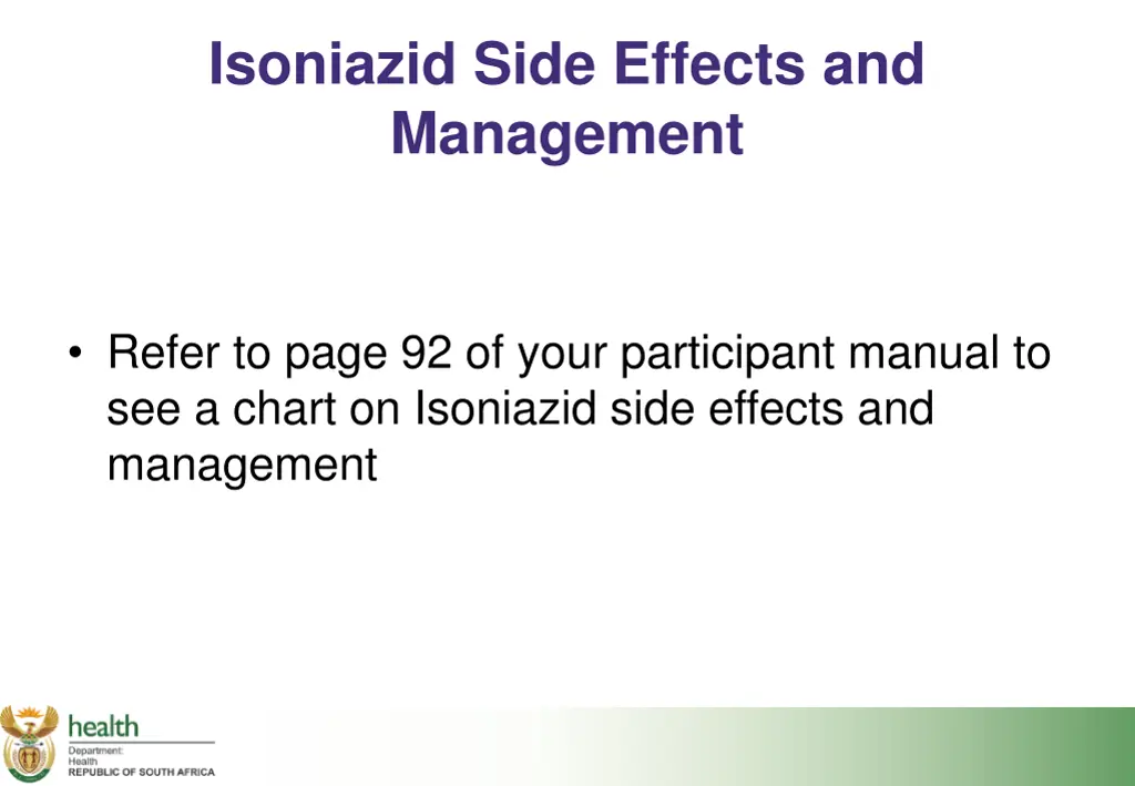 isoniazid side effects and management