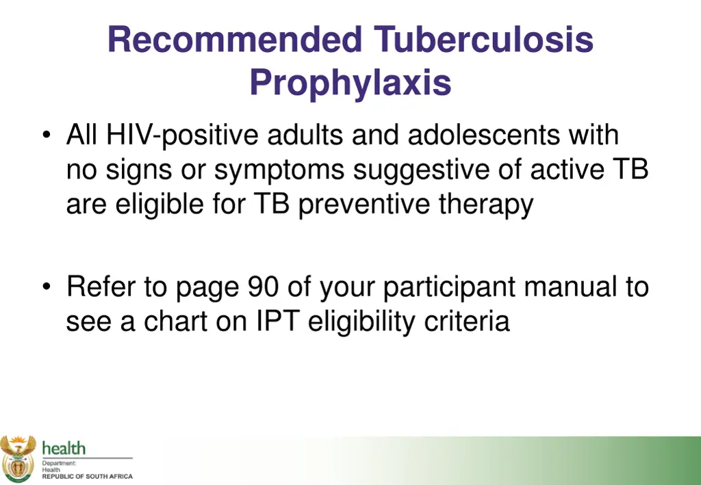recommended tuberculosis prophylaxis