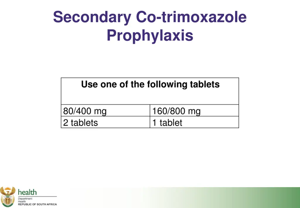 secondary co trimoxazole prophylaxis