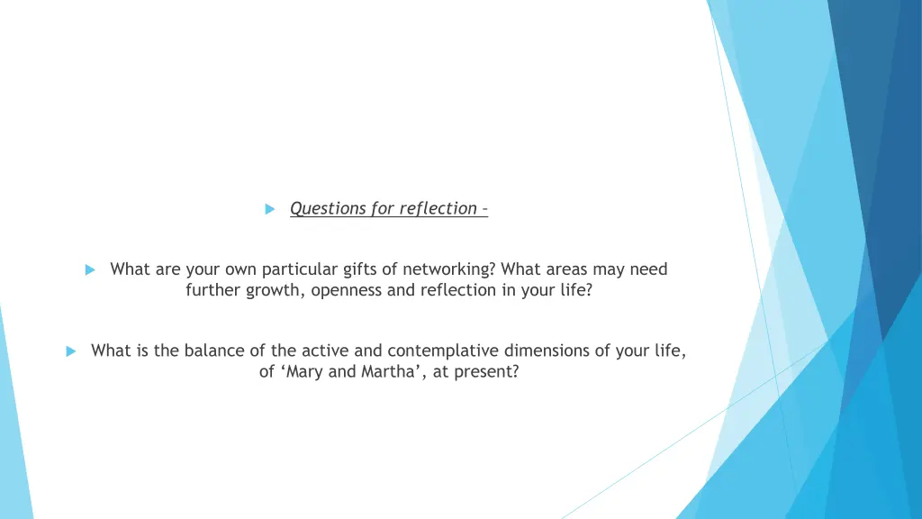 questions for reflection