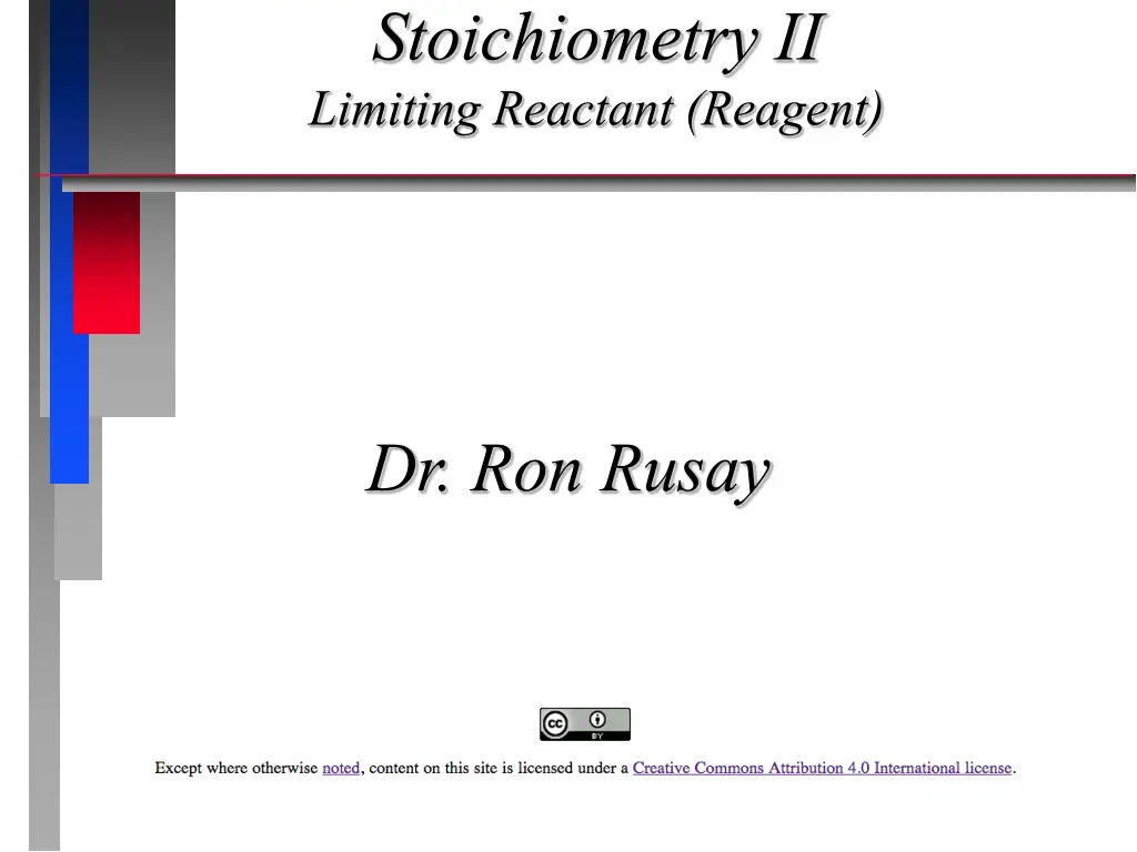 stoichiometry ii limiting reactant reagent
