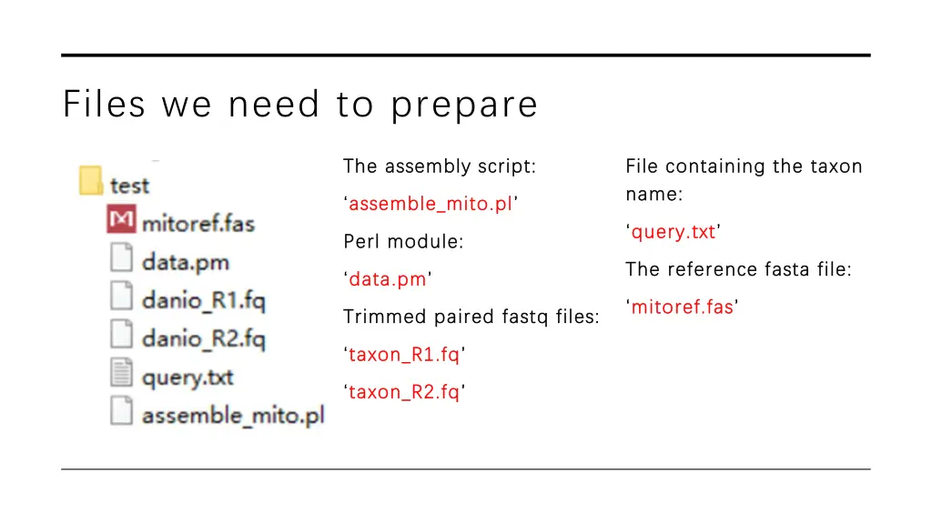 files we need to prepare