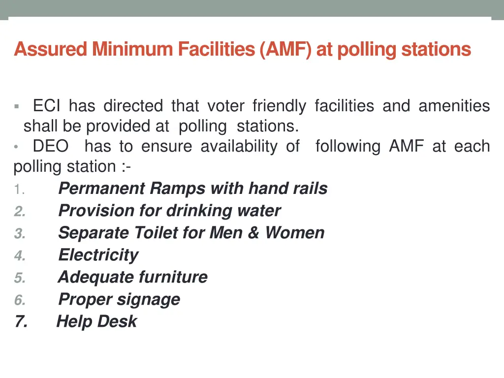 assured minimum facilities amf at polling stations